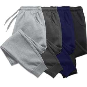 Winter Sweatpants Fleece Solid Color <b>Elastic</b> <b>Waist</b> Soft Thick Keep Warm Sports <b>Men</b> Pants for Daily Wear - Product Image 1