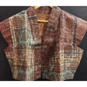 For <b>Rust</b> Kantha Capped Sleeve <b>Top</b> Versatile Outer Wear - Product Image 4