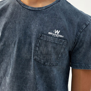 Camiseta de alta calidad de manga corta 100% algodón para hombre, camiseta de lavado ácido, Camiseta holgada con logotipo personalizado impreso para hombre - Product Image 5