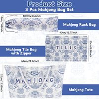 3 Pcs Set Tas Mahjong Kosong untuk Ubin dan Rak, Tas Mahjong Amerika, Tas Travel, Tas Jinjing, Aksesoris Lucu, tas mahjong