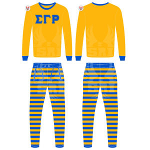 Sigma Gamma Rho boutonné bambou Jacquard été automne printemps filles vêtements de nuit Homewear confortable pyjama ensembles - Product Image 6