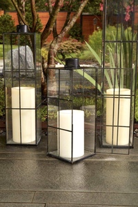 Candelabros de Metal Negro Nórdico, linternas, tarro de pilar de cristal de 3 tamaños para decoración de jardín y hogar, tarros de velas enmarcados, marco de Metal - Product Image 5