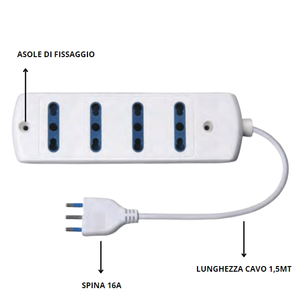 Presa elettrica Multisocket Echova 4 porte 10/16A ingressi bivalenti colore bianco - Product Image 5