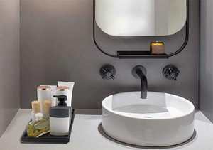 Plateau de toilette en céramique avec finition marbre, élégant organisateur de comptoir de salle de bain et de bijoux - Product Image 5