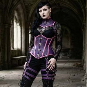 Sexy Leather Corset Harness <b>Bondage</b> Style Lingerie <b>Set</b> with Rhinestone Firm Control Costume for Women - Product Image 2