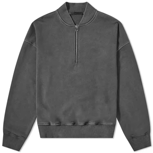 Half Zip Rib Collar Hoodie Bulk Venta al por mayor Invierno Heavy Personalizable Hoodies Bulk Oversized Crop Hoodies - Product Image 5