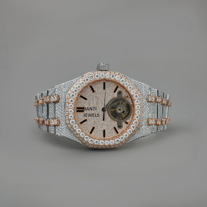 Montre squelette en moissanite entièrement sertie de diamants, bracelet en acier inoxydable, bijoux hip-hop, style brillant de qualité supérieure - Product Image 2