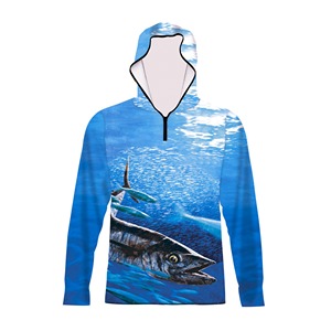 2025 nuevo estilo gran oferta UPF 50 protección solar camisas de manga larga Etiqueta Privada ropa de pesca Pesca con capucha media cremallera - Product Image 2