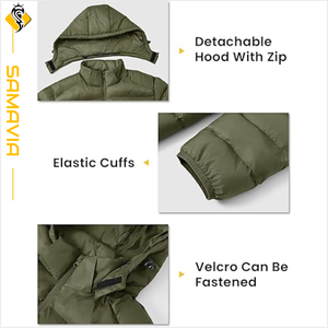 Veste matelassée imperméable coupe-vent à fermeture éclair pour homme, vêtement d'extérieur chaud matelassé épais, veste softshell tendance - Product Image 4