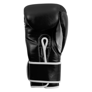 Guantes de boxeo negros con cordones Guantes de boxeo de entrenamiento de alta calidad hechos a medida con engranajes de boxeo de cuero genuino - Product Image 2