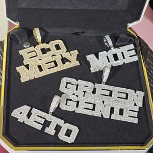 Top Trending Baguette VVS Moissanite Diamond Gold Plated 925 <b>Silver</b> Custom <b>Name</b> Pendant <b>Necklace</b> For Men At Low Price - Product Image 5