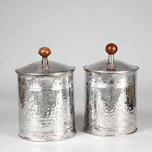 Rustic Hammered Metal Canister Set with Ornate Wooden Knobs Perfect for Vintage-Inspired Kitchen Storage Solutions - Product Image 6