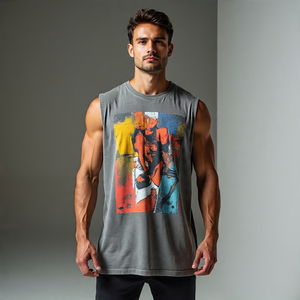 <b>Muscle</b> <b>Fit</b> Loose Boxy <b>Vest</b> 100% Cotton Heavyweight Sleeveless T Shirts Men Boxy <b>Vests</b> - Product Image 1