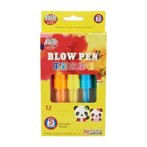 Customized 5 Colors Blow Pen Water-Based Ink Washable Non-Toxic Airbrush Pens For Kids Playing And Pet Hair Dye