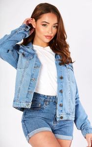 Veste en jean classique pour femmes en gros respirant tissé à manches longues longueur régulière toutes les couleurs - Product Image 2