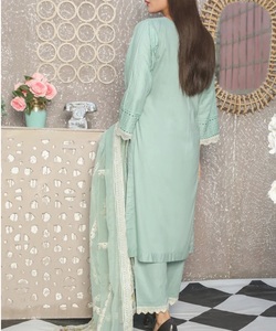 Ensemble de 3 pièces Salwar Kameez ethnique traditionnel en lin brodé à motifs floraux fantaisie, style chic, faible MOQ - Product Image 3
