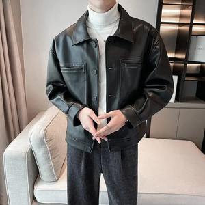 100% Material de cuero de manga larga ropa de calle profesional gran oferta Hombres Nuevo diseño chaqueta de cuero chaqueta con capucha de piel para hombres - Product Image 5