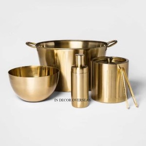 Haute Qualité Plaqué Or Et Argent Brillant Poli Meilleure Qualité En Métal Refroidisseur De Vin Seau Cocktail Shaker Et Autres Articles Bar Ensemble - Product Image 6