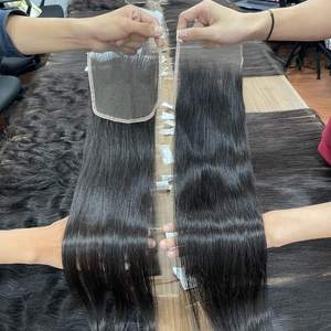 Producto caliente HD Cierre de encaje Frontal Extensiones de cabello humano vietnamita Cabello crudo - Product Image 4