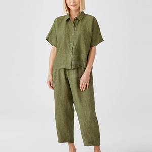 ชุดเสื้อผ้าคอตตอนเข้าคู่กับเสื้อเชิ้ตและกางเกงขายาวสำหรับผู้หญิงชุดฤดูใบไม้ผลิ - Product Image 5