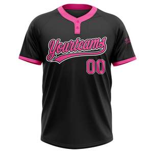 Noir rose lettres personnalisé Sublimation 2 boutons Baseball Softball Jersey 100% Polyester antibactérien séchage rapide en gros - Product Image 2