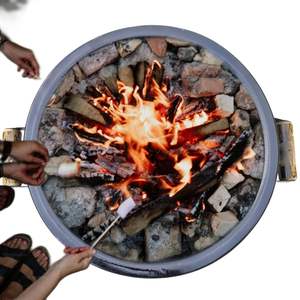 Wood Burning Outdoor Fire Feature with Powder Coated Iron and Corten Steel Stylish Durable Patio Garden Backyard Heating - Product Image 5