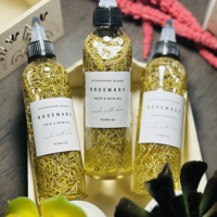 Huile de croissance capillaire artisanale à base de plantes, végane, à l'olive, au jojoba, au ricin, au romarin, à l'avocat et à la menthe poivrée pour hommes
