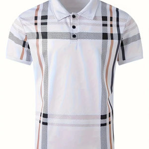 Revers décontracté à la mode pour hommes pour polo motif solide en coton/polyester 220 grammes tissu avant Logo Placement - Product Image 1