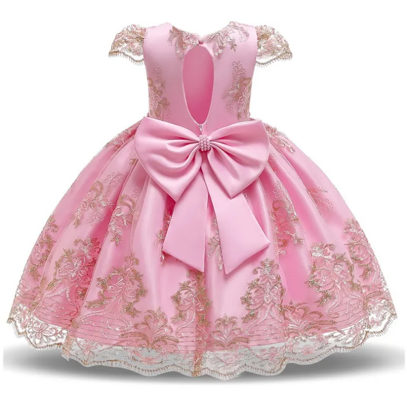 Vestido de novia de flores de estilo occidental para niña de 2 a 10 años vestidos de fiesta encantadores para niña con lazo grande vestido de princesa para niños calientes