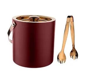 Stylish Stainless Steel <b>Ice</b> <b>Bucket</b> with Lid Handle and Tongs Rich Wine Finish Insulated Design for Modern Home Bar Use - Product Image 2