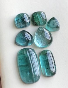 เย็นและลึกมากสีน้ำเงินทัวร์มาลีน cabochons นำความงามที่ได้รับแรงบันดาลใจจากมหาสมุทรมาสู่ต่างหูจี้แหวนและเครื่องประดับออกแบบเอง - Product Image 1