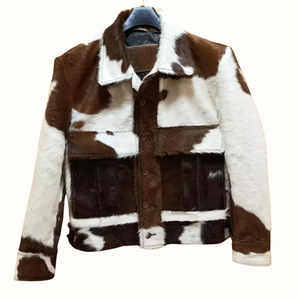 Chaqueta de Cuero Vacuno para Hombre, Cuello Alto de Lona, Logotipo Frontal, Diseño Sólido, Bolsillos con Cremallera, Elegante, Invierno, Diseño Personalizado OEM - Product Image 2