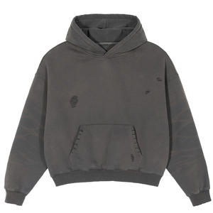 Sweat à capuche en coton 400 g/m² surdimensionné personnalisé lGsm français éponge pull à capuche pour hommes peinture en aérosol personnalisée - Product Image 5