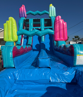 Toboggan aquatique gonflable double piste sur le thème du sport, en PVC, certifié CE, facile à installer, idéal pour la location et les fêtes
