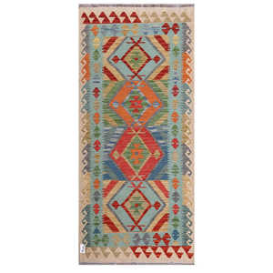 Alfombra Kilim de Maimana, Afganistán, 191 x 87 cm, Alfombras y Juegos de Alfombras - Product Image 1