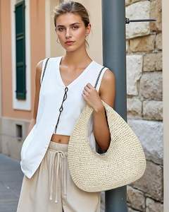 Bolso de Mano de Ratán Natural Hecho a Mano para Mujer |   Bolso de Mano Tejido de Pasto Marino para la Playa de Verano - Product Image 2