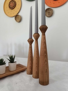 Bougeoir en bois de chêne, bougeoir rustique, décoration de la maison, décor de manteau, cadeau pour maman, ensemble de 3 - Product Image 5