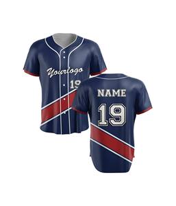 Maillot de baseball personnalisé 100% polyester, ensemble de vêtements de sport respirant de haute qualité, uniforme avec fermeture à boutons, impression par sublimation - Product Image 1