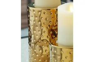 Candelabro de hierro con cilindro martillado de lujo, Juego de 3 pilares únicos hechos a mano, diseño de bodas, Navidad, Diwali, taza de vela clásica - Product Image 6