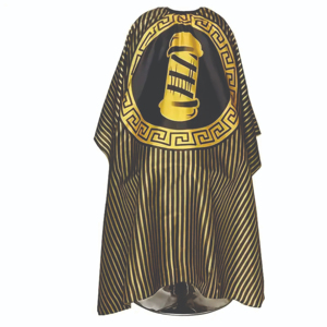 Cape de coiffure professionnelle de qualité salon - Tablier en polyester rayé jaune et noir avec fermeture à pression sécurisée, résistant à l'eau et écologique - Product Image 6