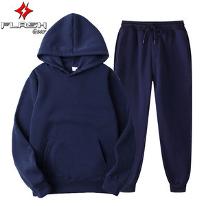 Survêtement unisexe en molleton respirant de couleur unie pour l'hiver, sweat-shirt à capuche et pantalon de jogging, vêtements de sport, streetwear, usage décontracté et actif - Product Image 2