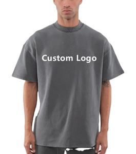 เสื้อยืดพิมพ์ลายสกรีนของผู้ชายเสื้อยืดผ้าฝ้าย100% น้ำหนักมากแบบกำหนดเองเสื้อยืดบ็อกซี่ขนาดใหญ่พิเศษคอกลมว่างเปล่า - Product Image 1