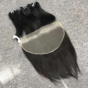 Venta de cabello humano de color negro Frontal de encaje recto natural de alta calidad para mujeres de extensiones de cabello vietnamita - Product Image 1