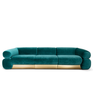Canapé FITZGERALD Chesterfield contemporain convertible pour salon, rembourré en velours, extensible pour appartement - Product Image 1