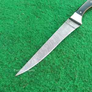 Cuchillo de deshuesar de filete de chef de Damasco hecho a mano con mango de madera, cuchillo de cocina personalizado con Funda de cuero y borde afilado - Product Image 3