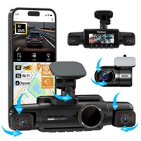Caméra de tableau de bord 3K à 4 objectifs, vision nocturne à 360 degrés, caméra de voiture AI DMS avec WiFi 5G, caméra de tableau de bord GPS universelle pour voiture CPL