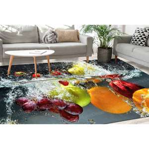 Tapis imprimé avec des fruits dans l'eau : design moderne, tendance, luxueux, avec un tapis moelleux - Product Image 4
