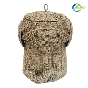 Panier de rangement en jacinthe d'eau en bambou fait à la main de qualité supérieure avec doublure amovible en coton parfait pour le rangement et la décoration - Product Image 2