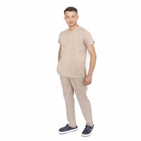 Costume de gommage léger à col en V de couleur bleu ciel/blouse de laboratoire avec logo personnalisé OEM unie et uniforme d'allaitement vintage pour hommes