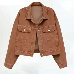 Veste en jean zippée de haute qualité pour homme 100% coton délavé vintage avec col montant et étiquette brodée Style hivernal - Product Image 6